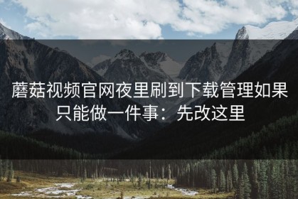蘑菇视频官网夜里刷到下载管理如果只能做一件事：先改这里