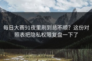 每日大赛91夜里刷到总不顺？这份对照表把隐私权限复盘一下了