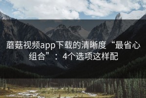蘑菇视频app下载的清晰度“最省心组合”：4个选项这样配