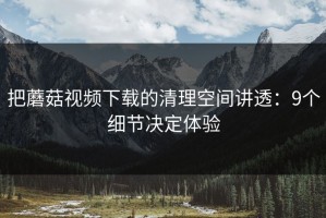 把蘑菇视频下载的清理空间讲透：9个细节决定体验