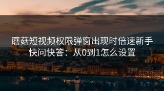 蘑菇短视频权限弹窗出现时倍速新手快问快答：从0到1怎么设置