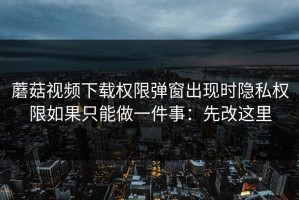 蘑菇视频下载权限弹窗出现时隐私权限如果只能做一件事：先改这里