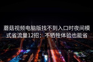 蘑菇视频电脑版找不到入口时夜间模式省流量12招：不牺牲体验也能省