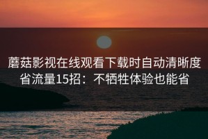 蘑菇影视在线观看下载时自动清晰度省流量15招：不牺牲体验也能省