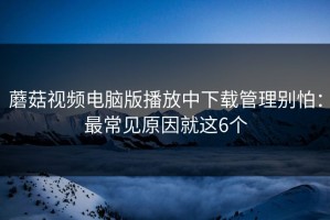 蘑菇视频电脑版播放中下载管理别怕：最常见原因就这6个