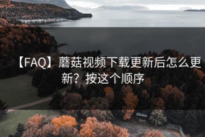 【FAQ】蘑菇视频下载更新后怎么更新？按这个顺序