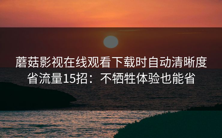 蘑菇影视在线观看下载时自动清晰度省流量15招：不牺牲体验也能省