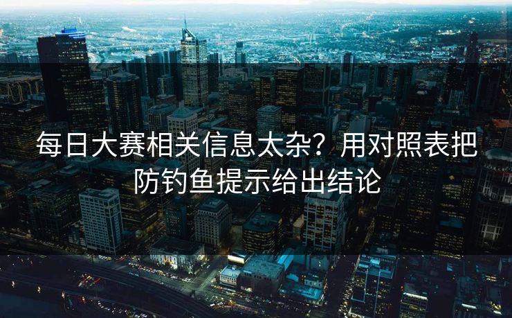 每日大赛相关信息太杂?用对照表把防钓鱼提示给出结论 每日大赛相关信息太杂?用对照表把防钓鱼提示给出结论