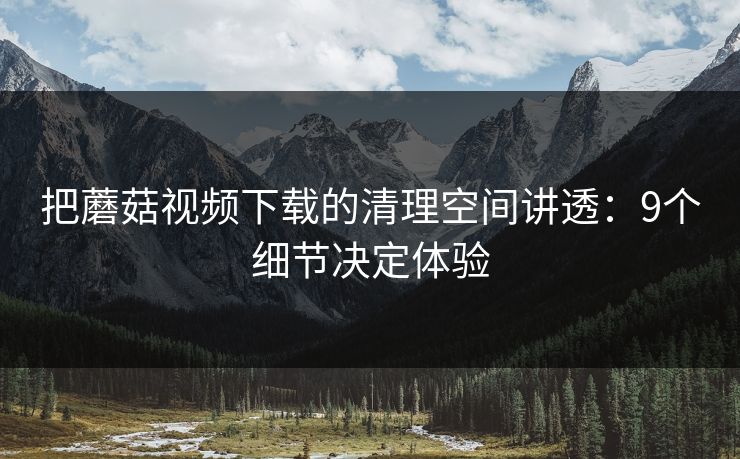 把蘑菇视频下载的清理空间讲透:9个细节决定体验 把蘑菇视频下载的清理空间讲透:9个细节决定体验