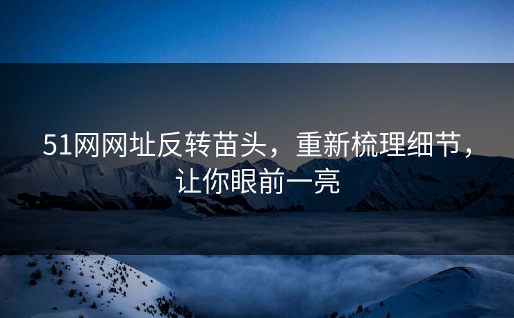 51网网址反转苗头，重新梳理细节，让你眼前一亮